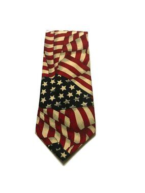 Van Heusen Corporate Casual Men's Tie Stars and Stripes Red White Blue 56 in